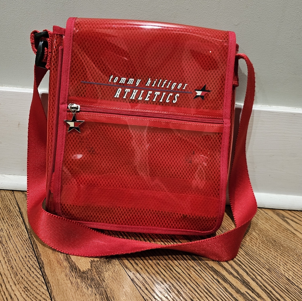 Vintage Tommy Hilfiger Athletics Red See Through Shoulder Bag